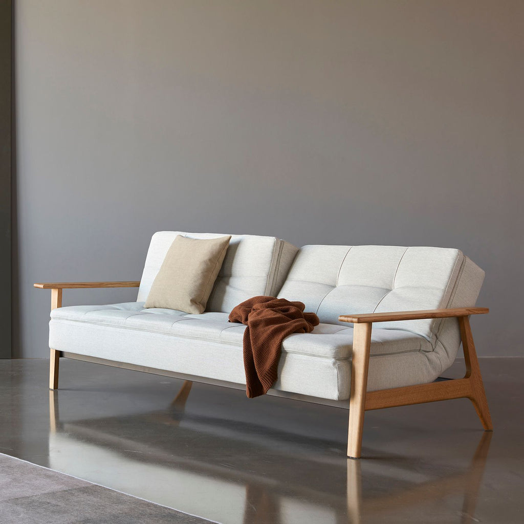Divano letto comodo con braccioli in legno Dublexo Frej - 527 Mixed Dance Natural