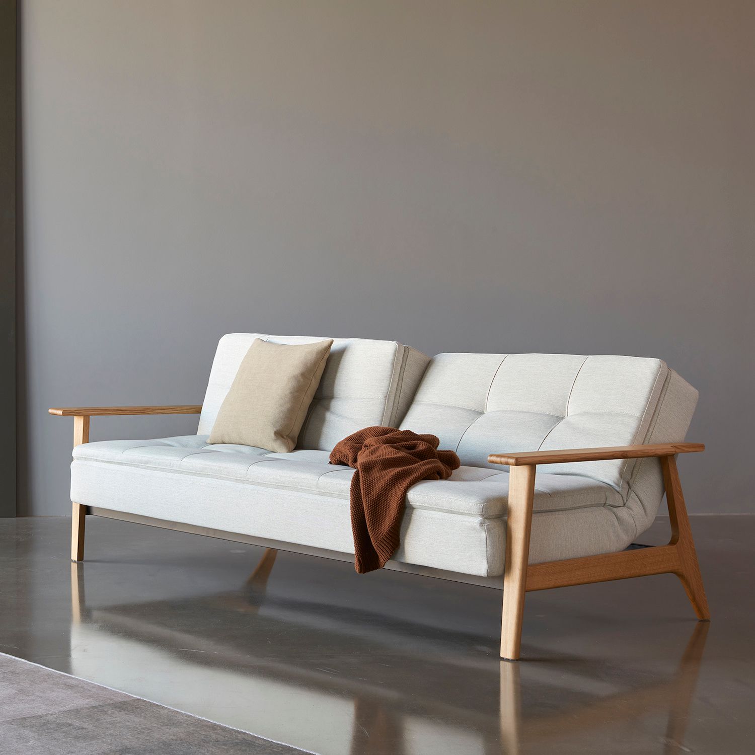 Divano letto comodo con braccioli in legno Dublexo Frej - 527 Mixed Dance Natural