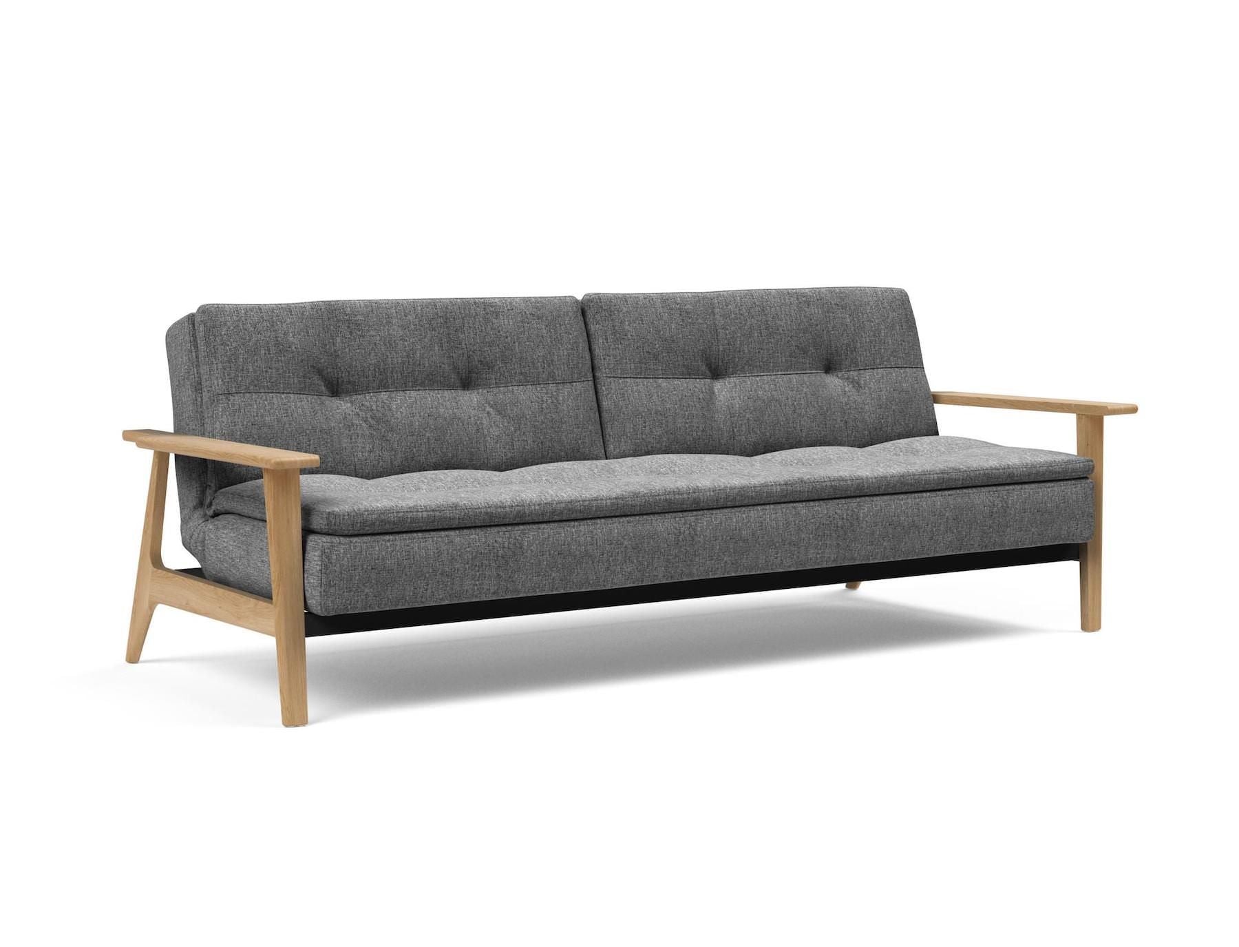 Divano letto comodo con braccioli in legno Dublexo Frej - 563 Twist Charcoal