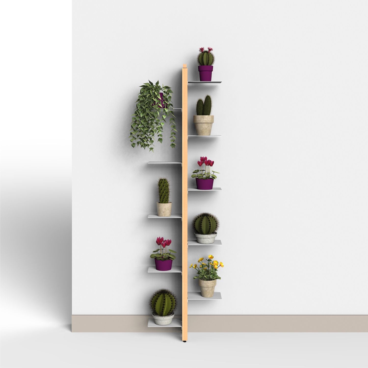 Portavasi da interno a parete in legno Zia Flora