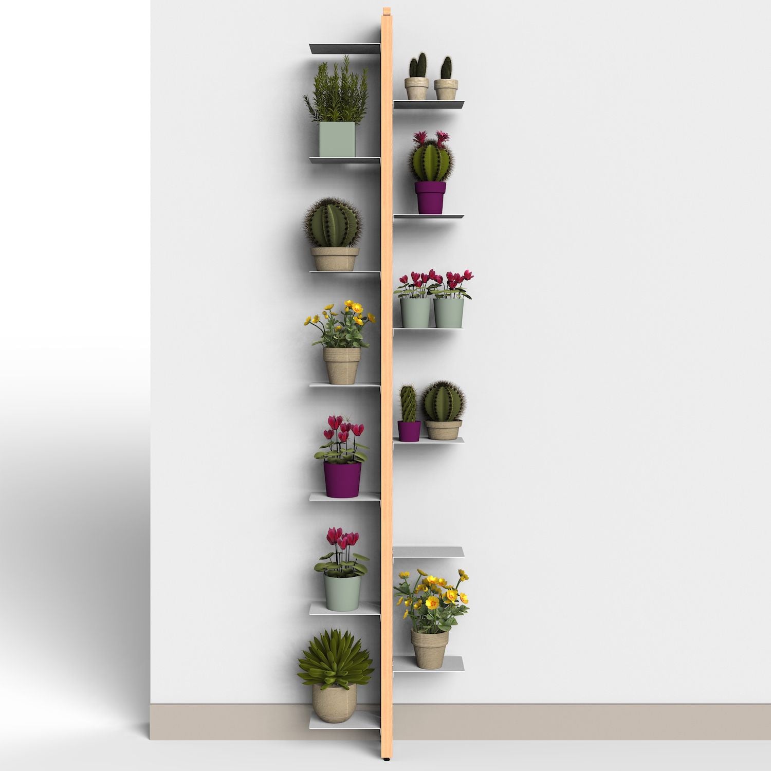 Portavasi da interno a parete in legno Zia Flora