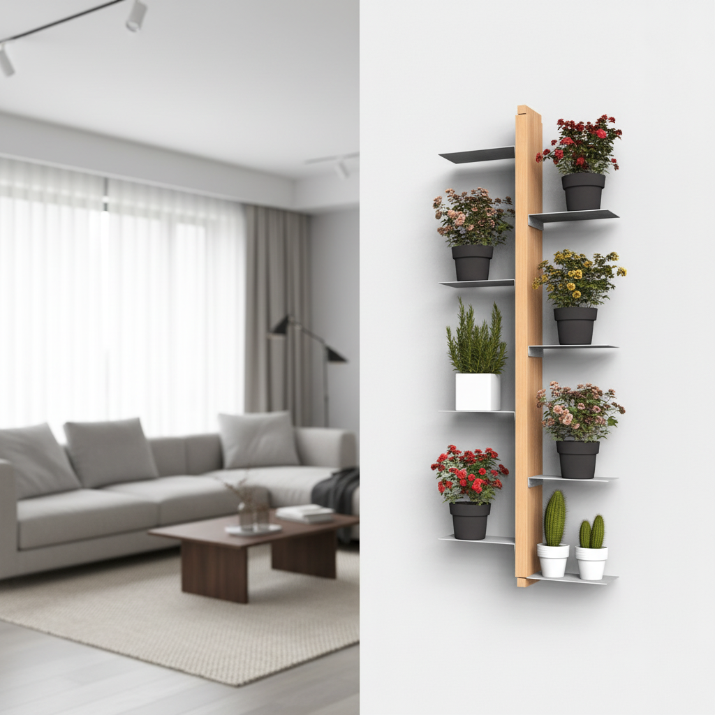 Portavasi da interno da appendere in legno Zia Flora