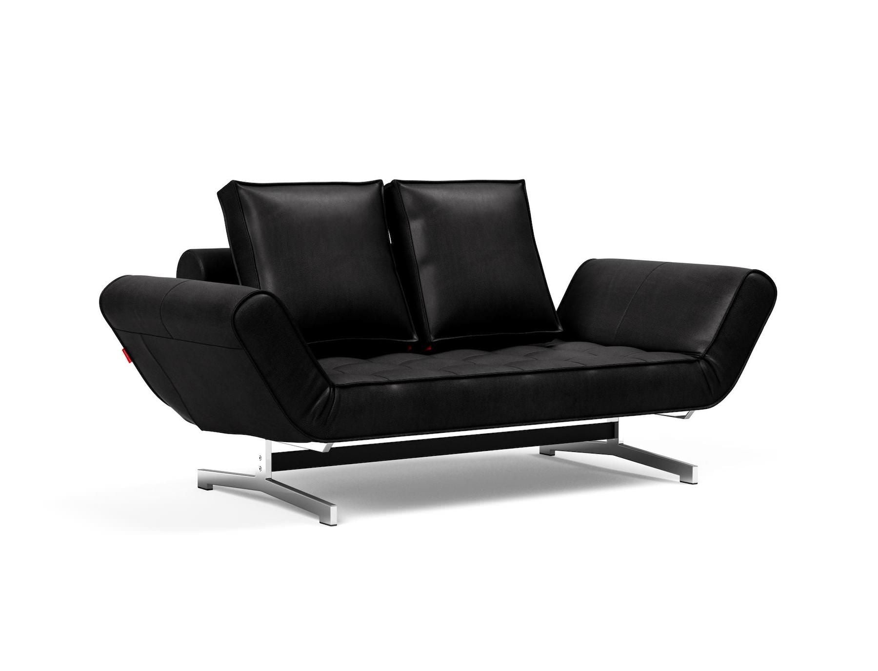 Divano letto singolo Ghia con materasso a molle - 550 Faunal, Black
