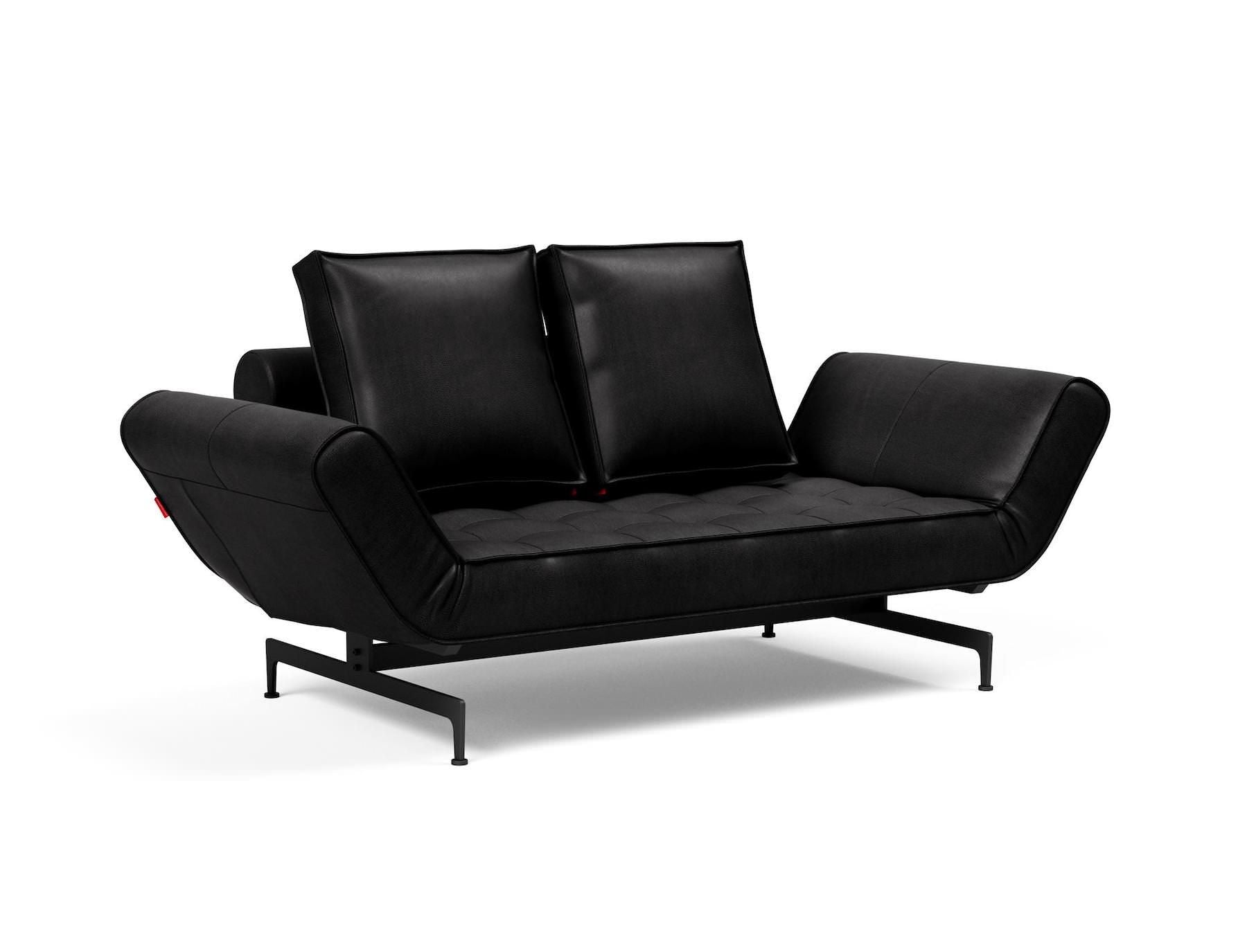 Divano letto singolo Ghia con materasso a molle - 550 Faunal, Black