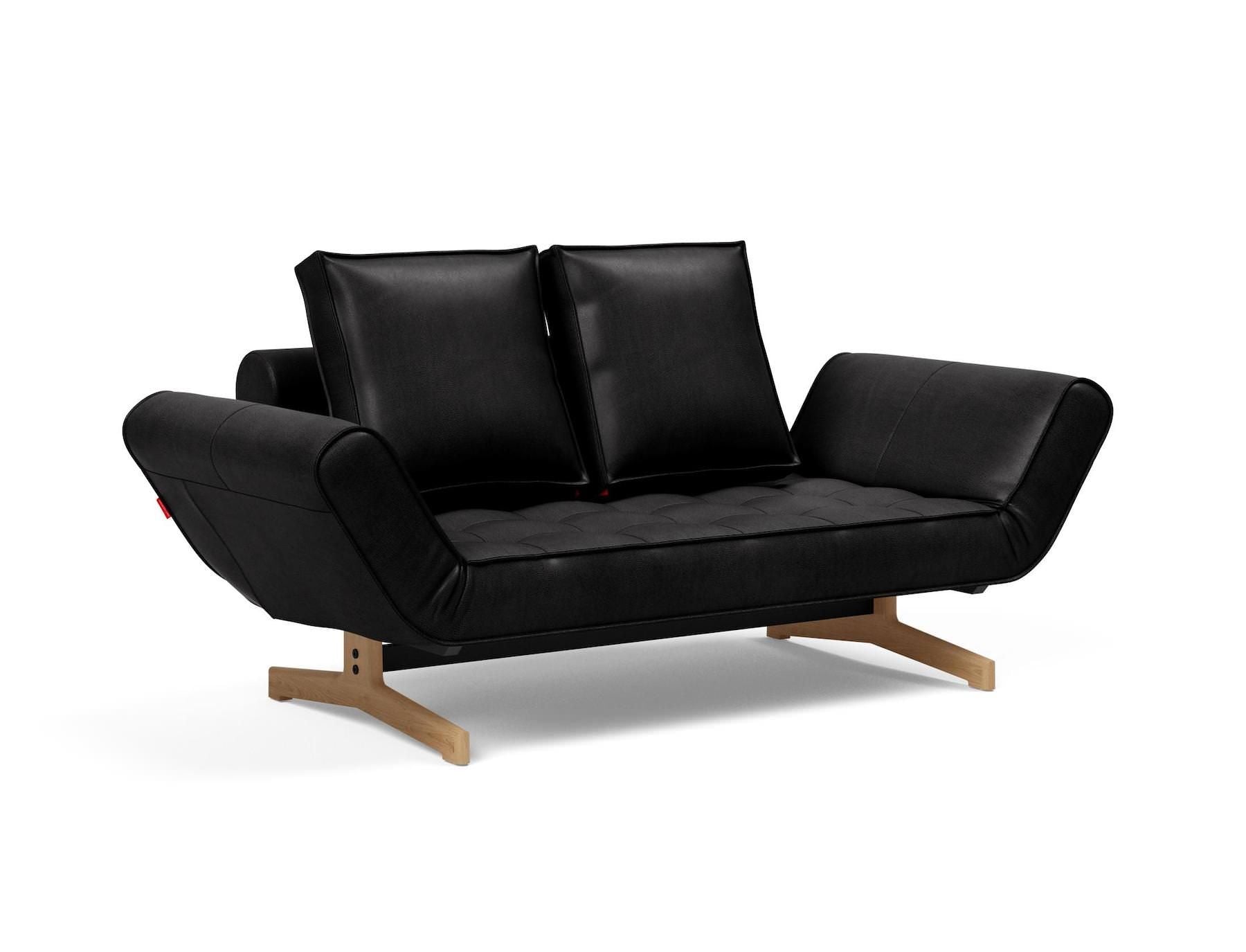 Divano letto singolo Ghia con materasso a molle - 550 Faunal, Black
