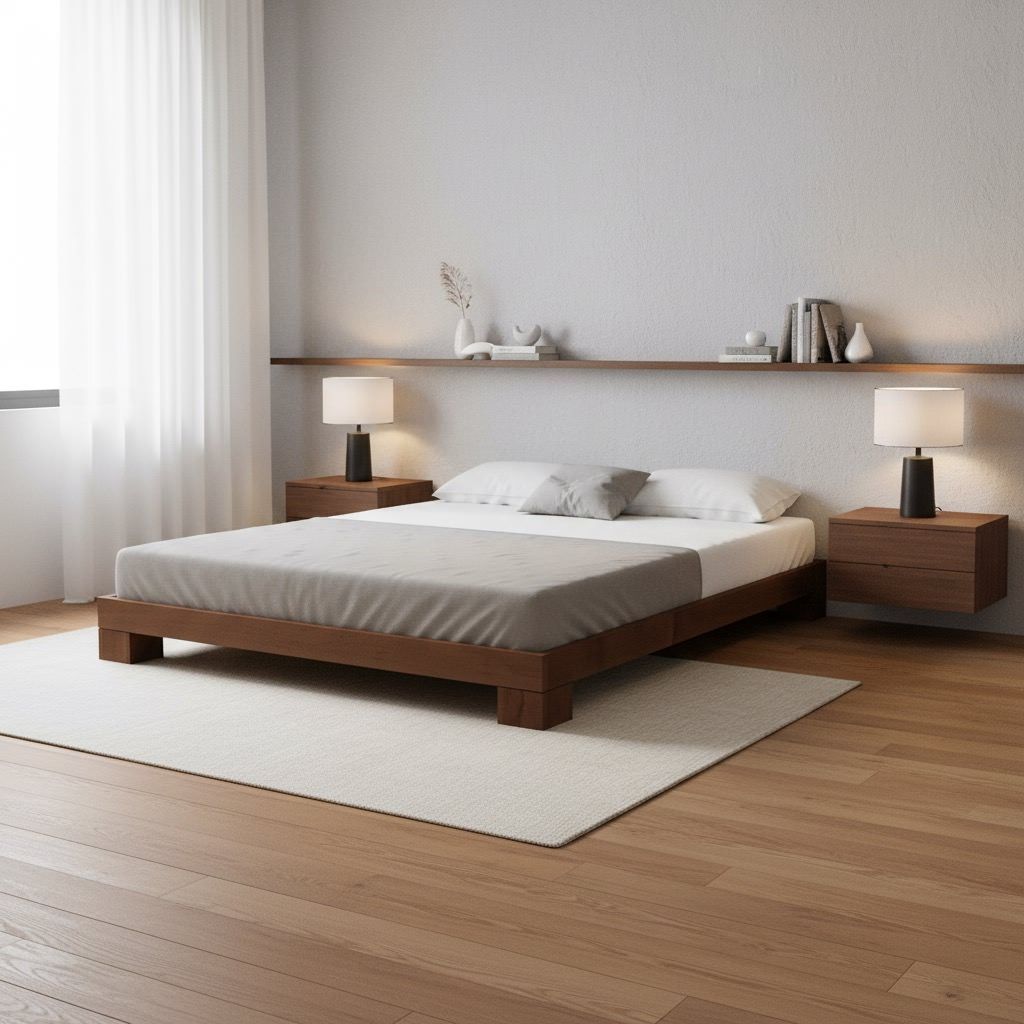 Letto sommier in legno massello Edvin Noce