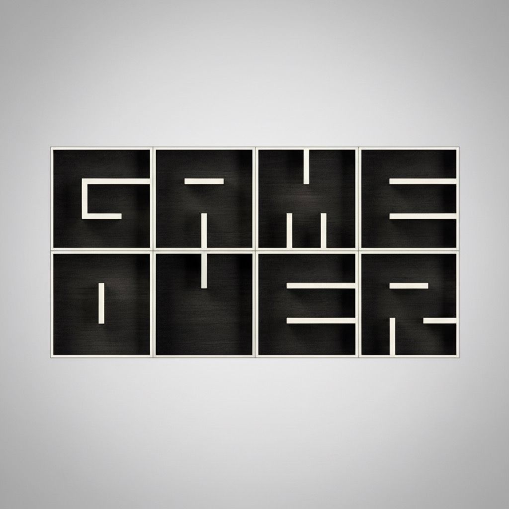Libreria componibile a cubi lettere in legno 204 X 102 cm ABC GAME OVER