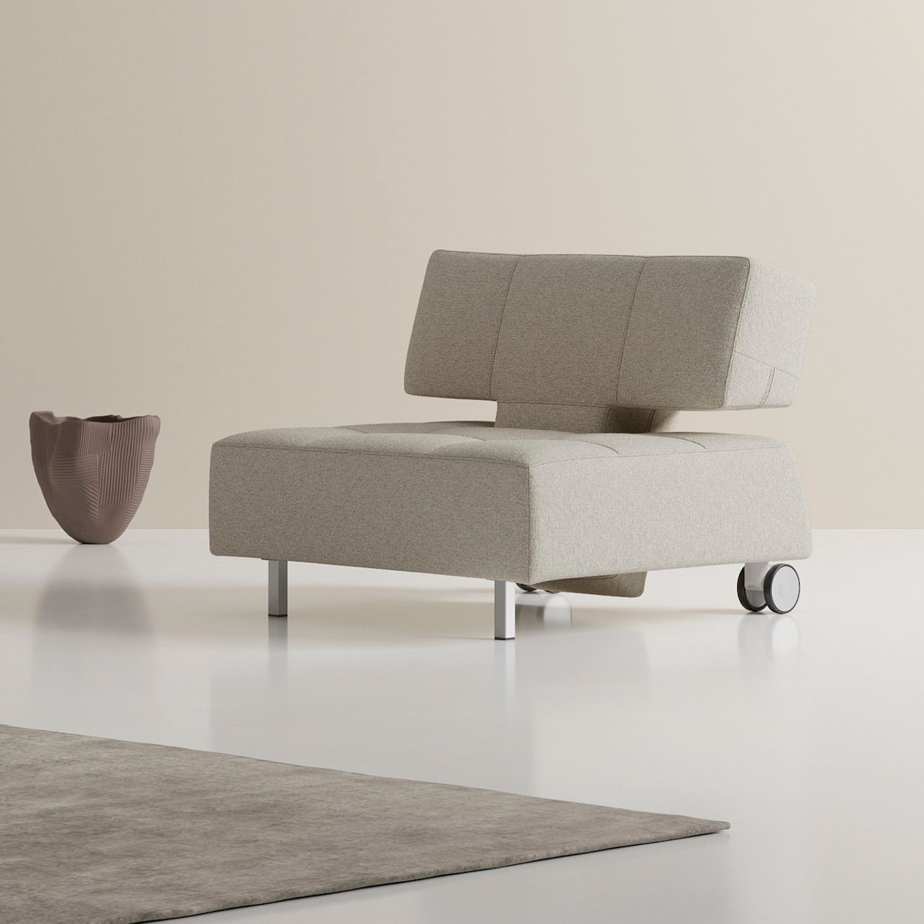 Poltrona con ruote trasformabile in pouf Longhorn