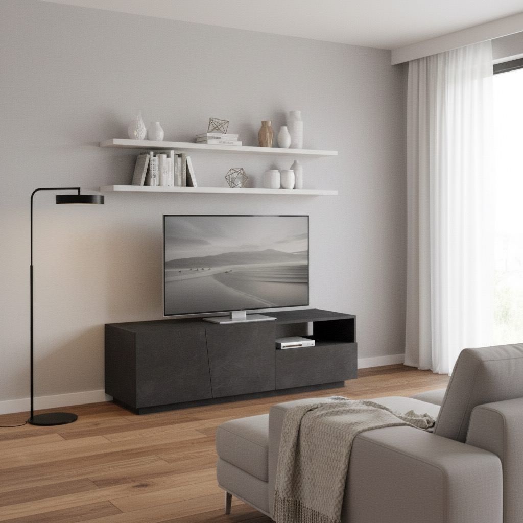 Madia porta TV design moderno Annabel 2A/1C/1V Slate