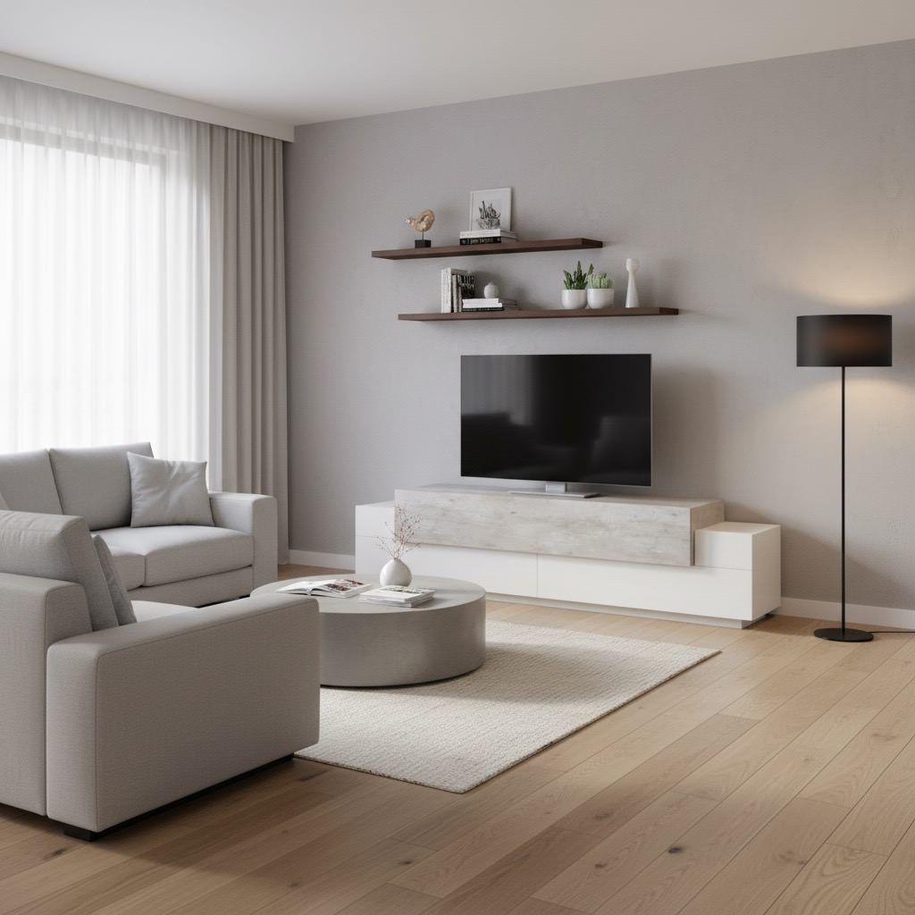 Mobile TV 200 cm laccato bianco Krisen Cement