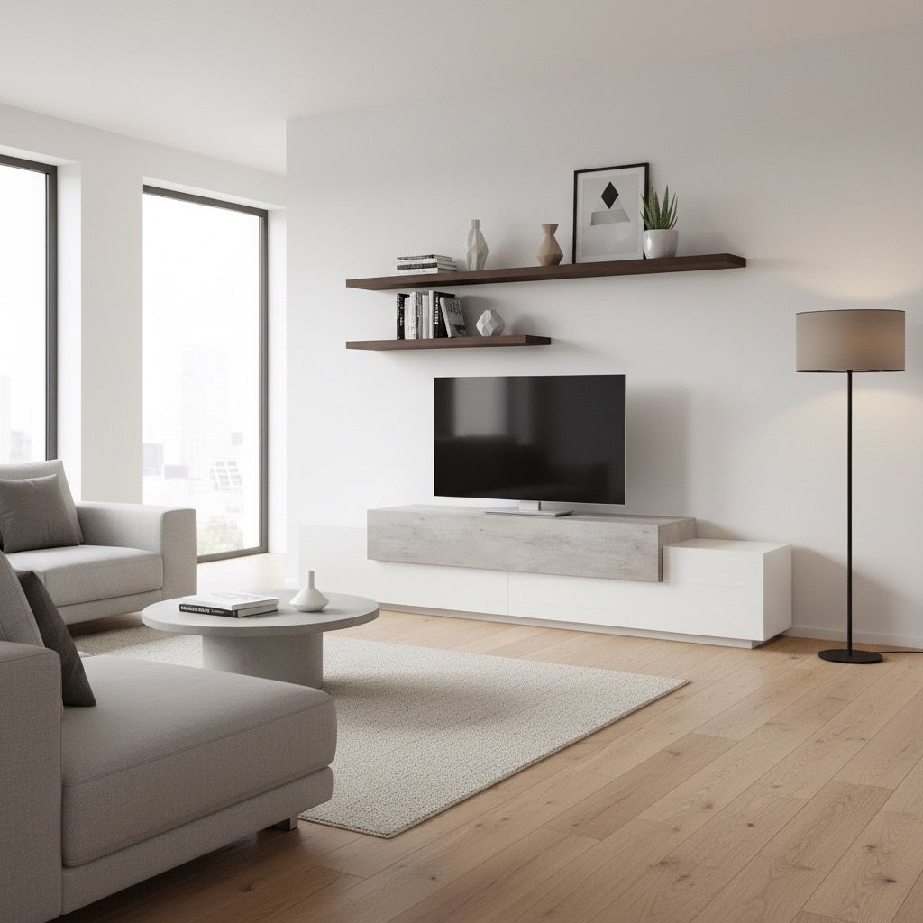 Mobile TV 240 cm in MDF laccato bianco Krisen Cement