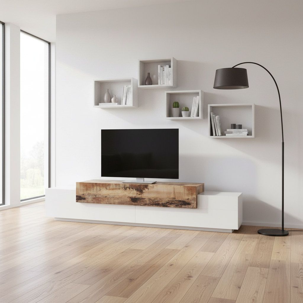 Mobile porta TV 240 cm in MDF laccato lucido Krisen Maple