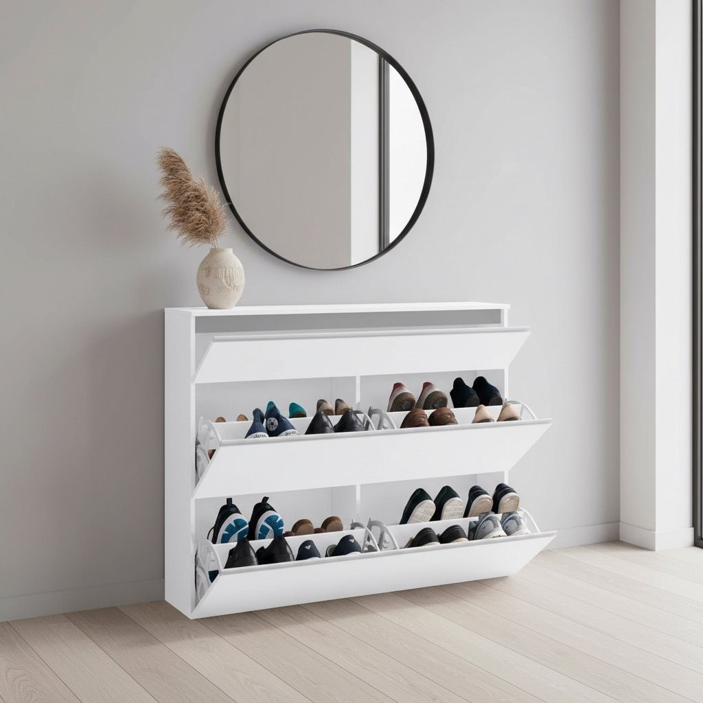 Mobile scarpiera moderno per ingresso Neville 2 White