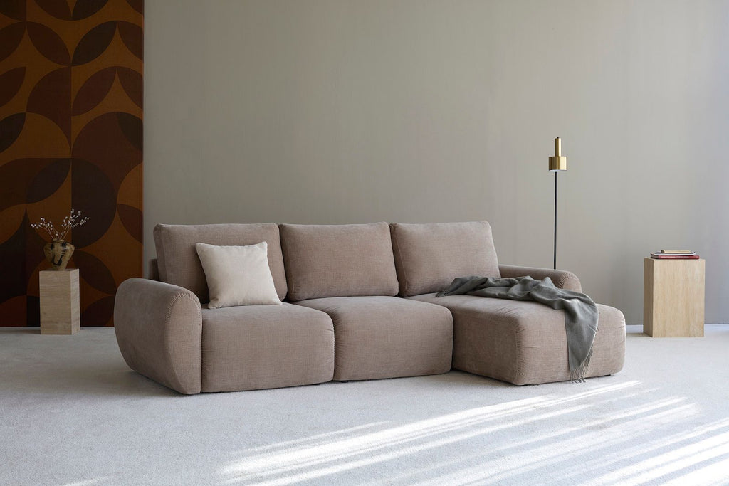 Divano letto matrimoniale con penisola Norum Curve Chaise - 417 Esina Mocha