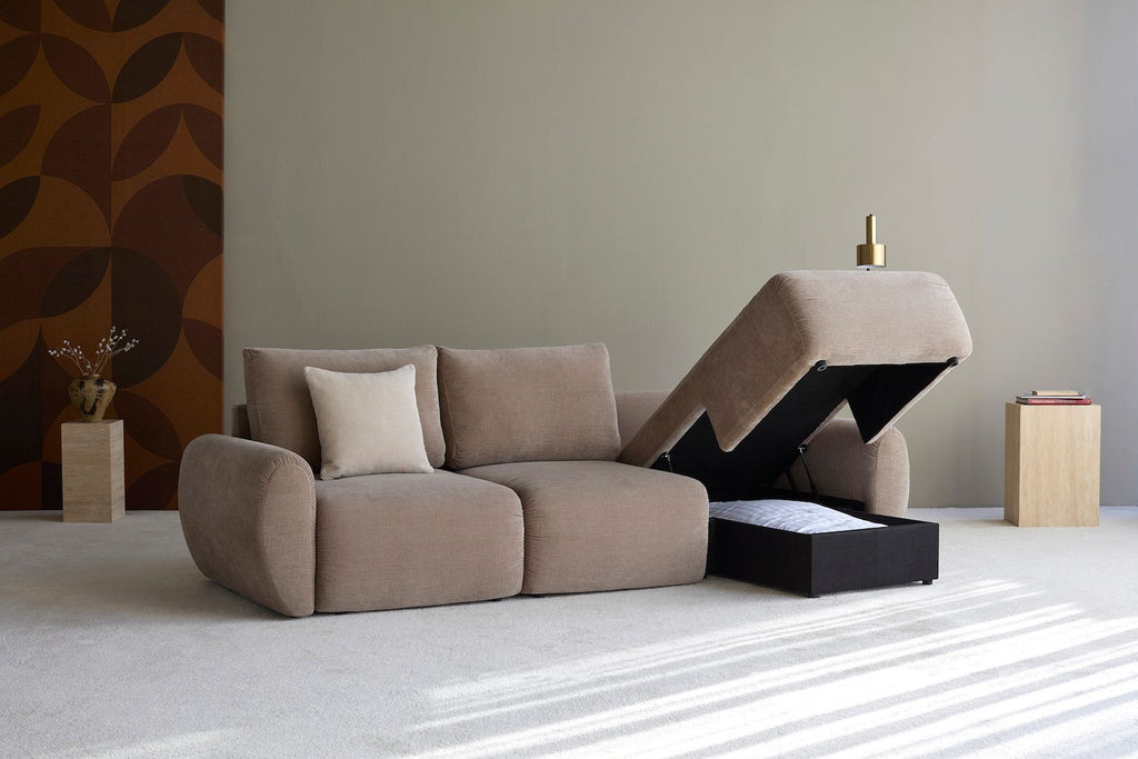 Divano letto matrimoniale con penisola Norum Curve Chaise - 417 Esina Mocha