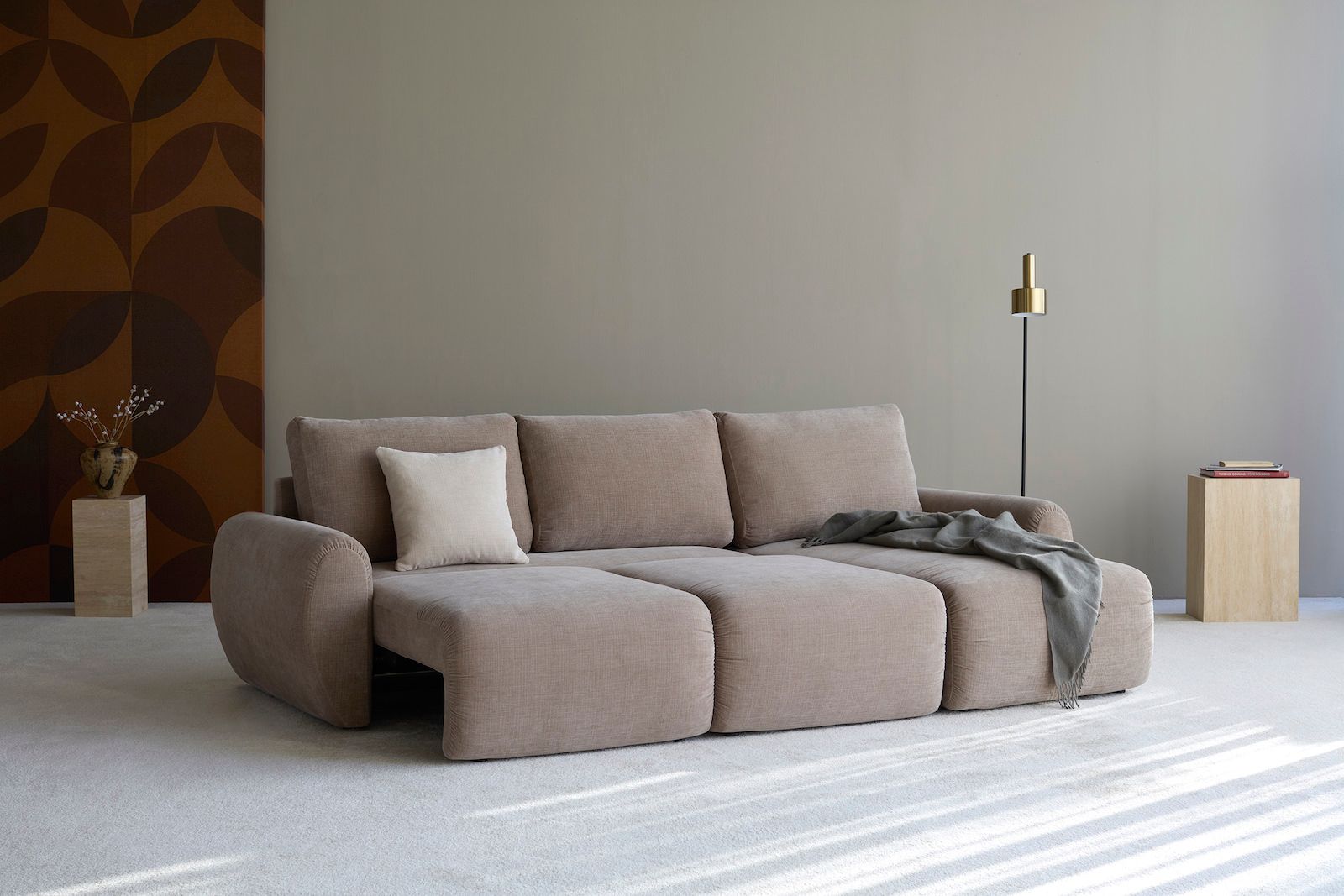 Divano letto matrimoniale con penisola Norum Curve Chaise - 417 Esina Mocha