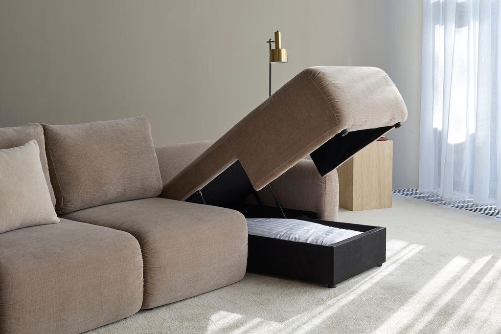 Divano letto matrimoniale con penisola Norum Curve Chaise - 417 Esina Mocha