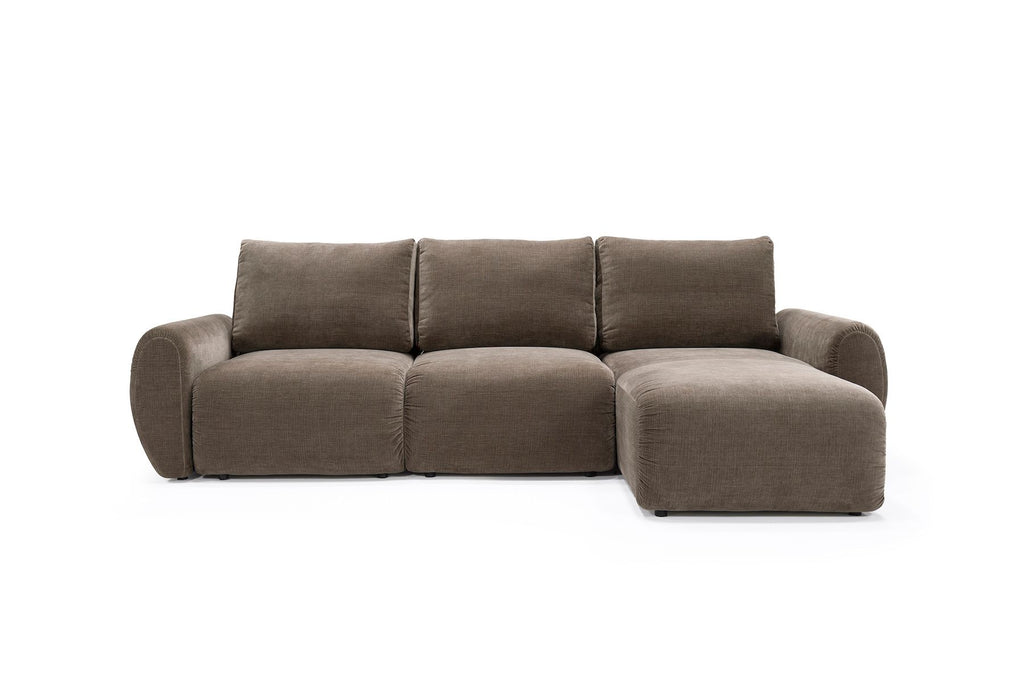 Divano letto matrimoniale con penisola Norum Curve Chaise - 411 Esina Cedar Brown