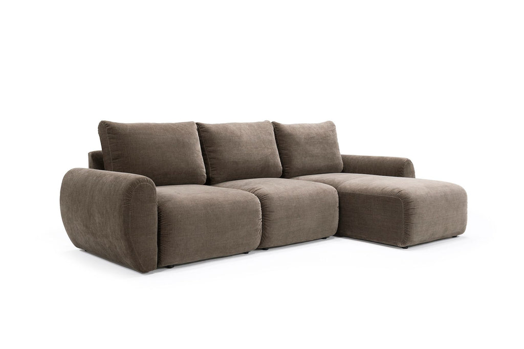 Divano letto matrimoniale con penisola Norum Curve Chaise - 411 Esina Cedar Brown