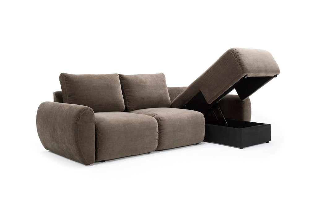 Divano letto matrimoniale con penisola Norum Curve Chaise - 411 Esina Cedar Brown