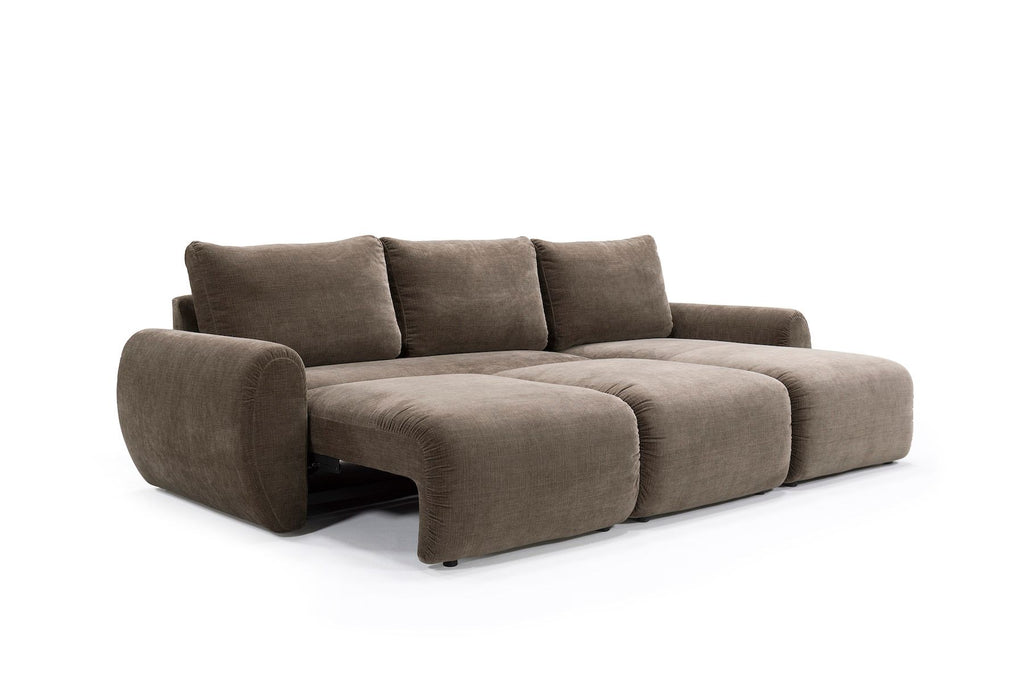 Divano letto matrimoniale con penisola Norum Curve Chaise - 411 Esina Cedar Brown
