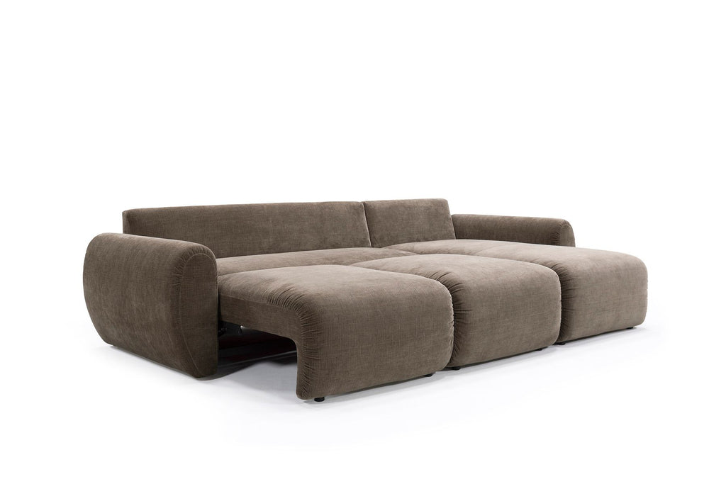 Divano letto matrimoniale con penisola Norum Curve Chaise - 411 Esina Cedar Brown