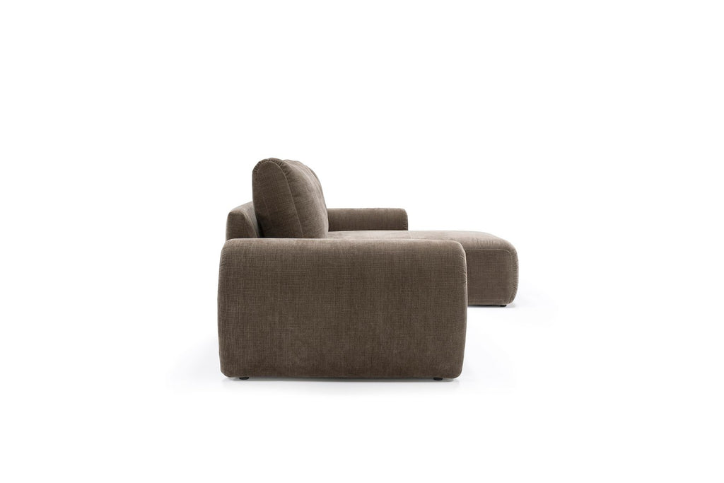 Divano letto matrimoniale con penisola Norum Curve Chaise - 411 Esina Cedar Brown