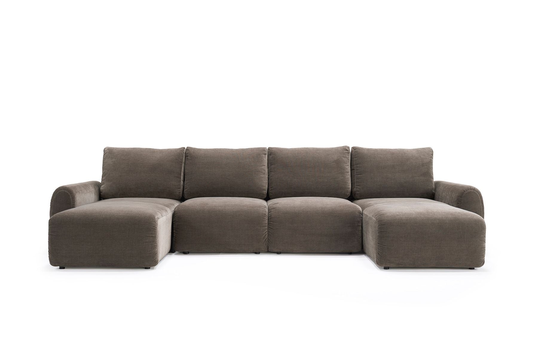 Divano letto matrimoniale con penisola Norum Curve U - 411 Esina Cedar Brown