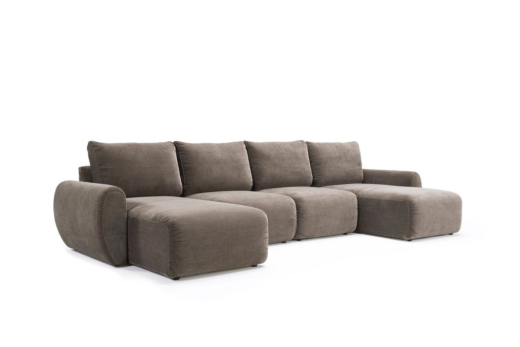 Divano letto matrimoniale con penisola Norum Curve U - 411 Esina Cedar Brown