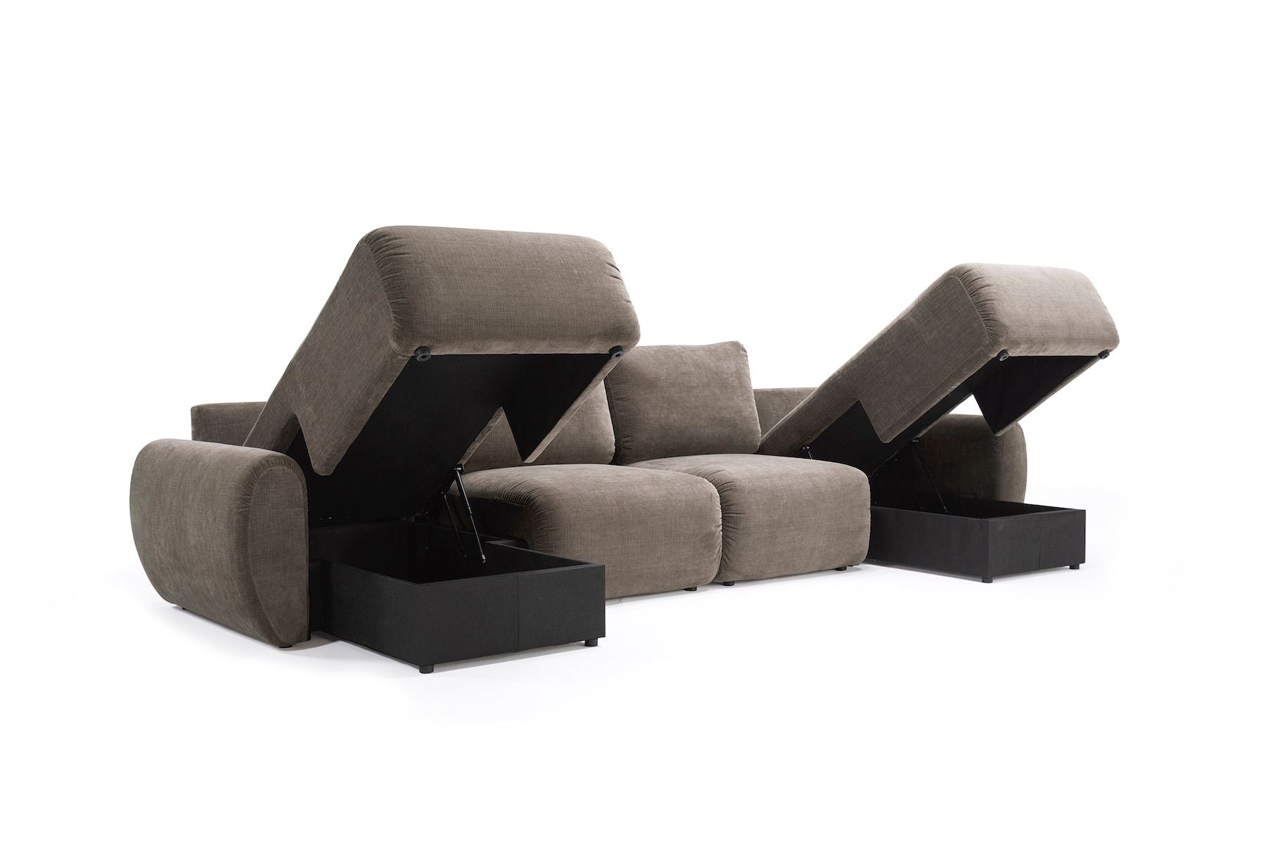 Divano letto matrimoniale con penisola Norum Curve U - 411 Esina Cedar Brown