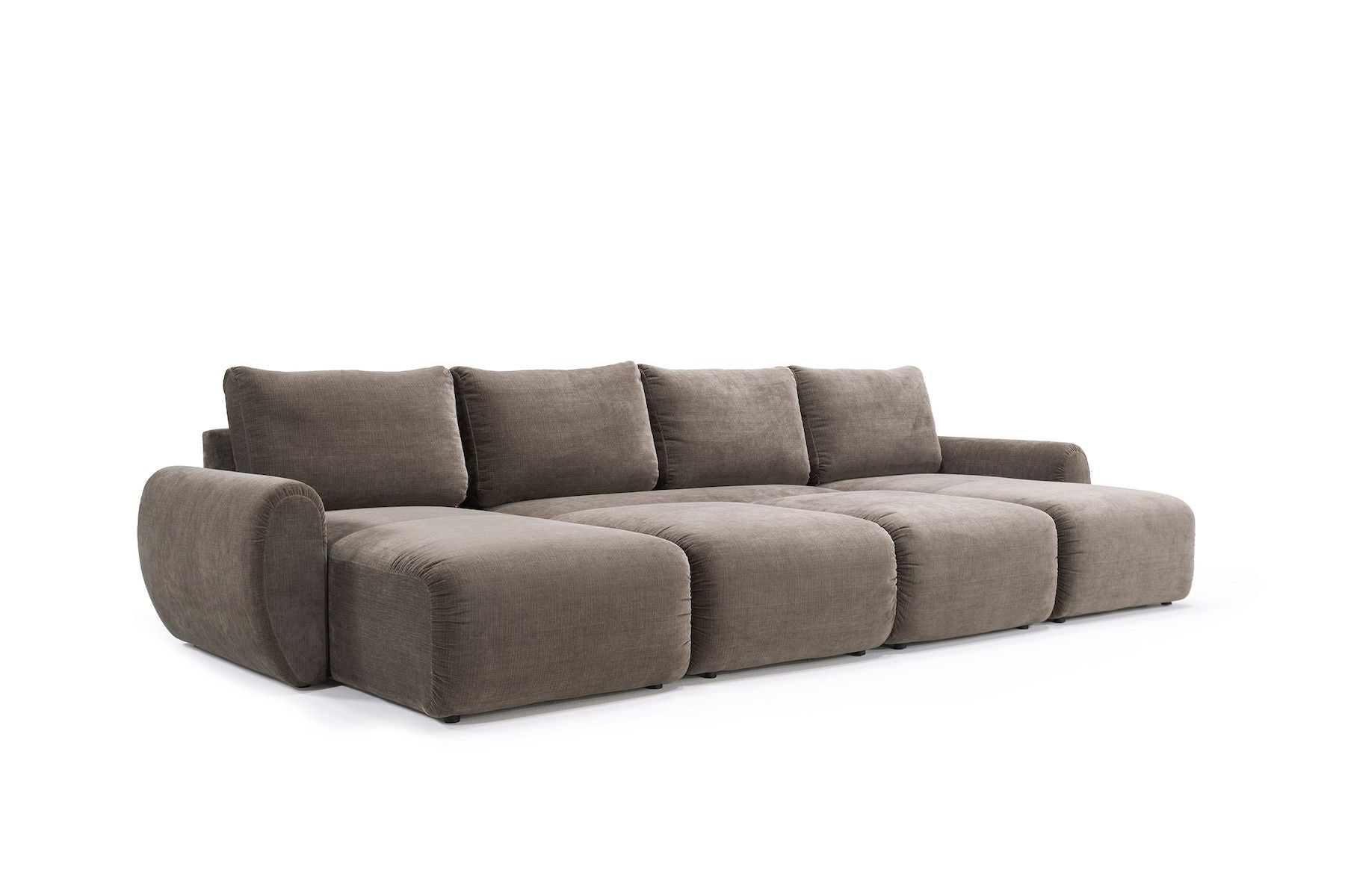 Divano letto matrimoniale con penisola Norum Curve U - 411 Esina Cedar Brown