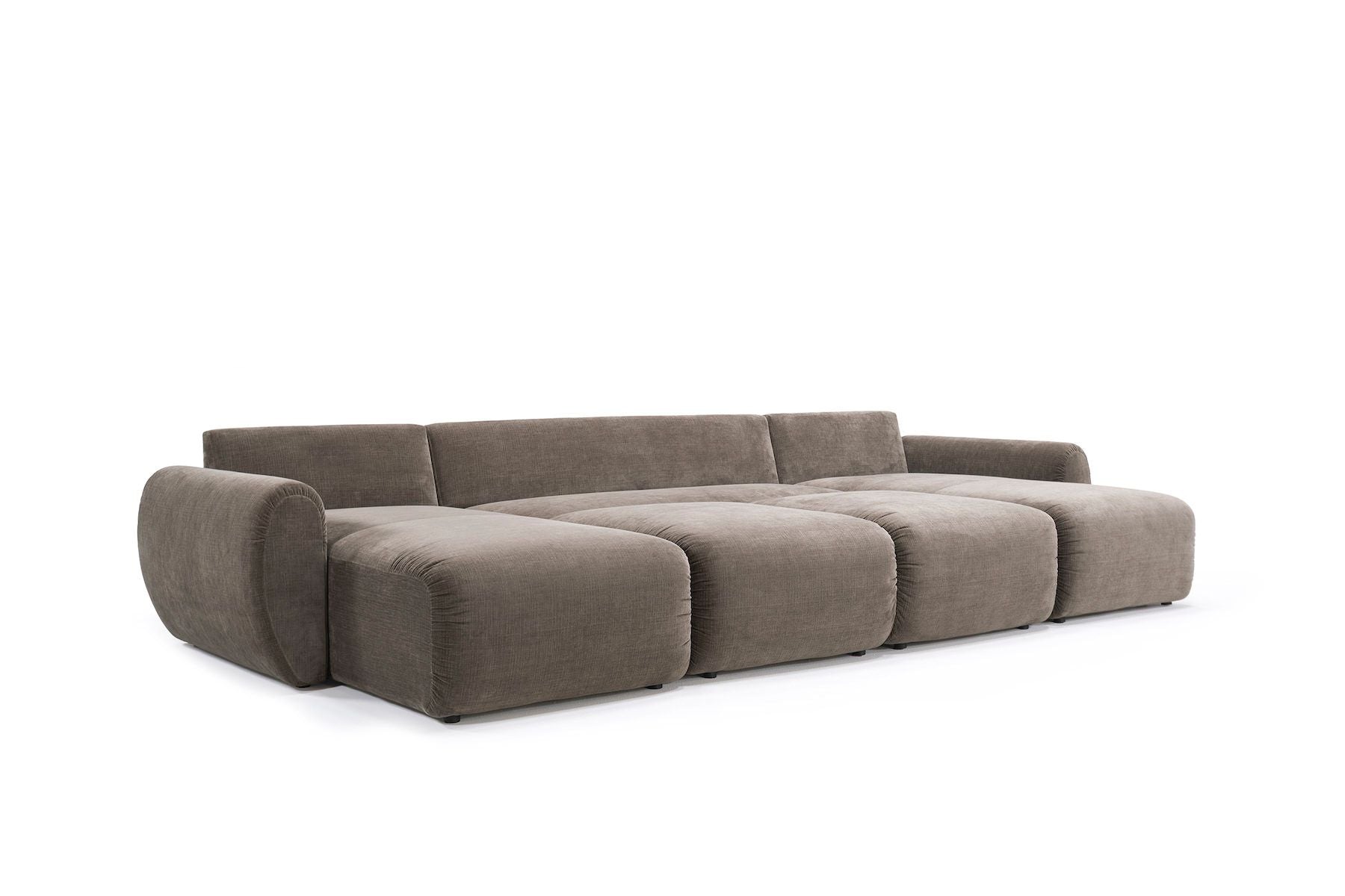 Divano letto matrimoniale con penisola Norum Curve U - 411 Esina Cedar Brown
