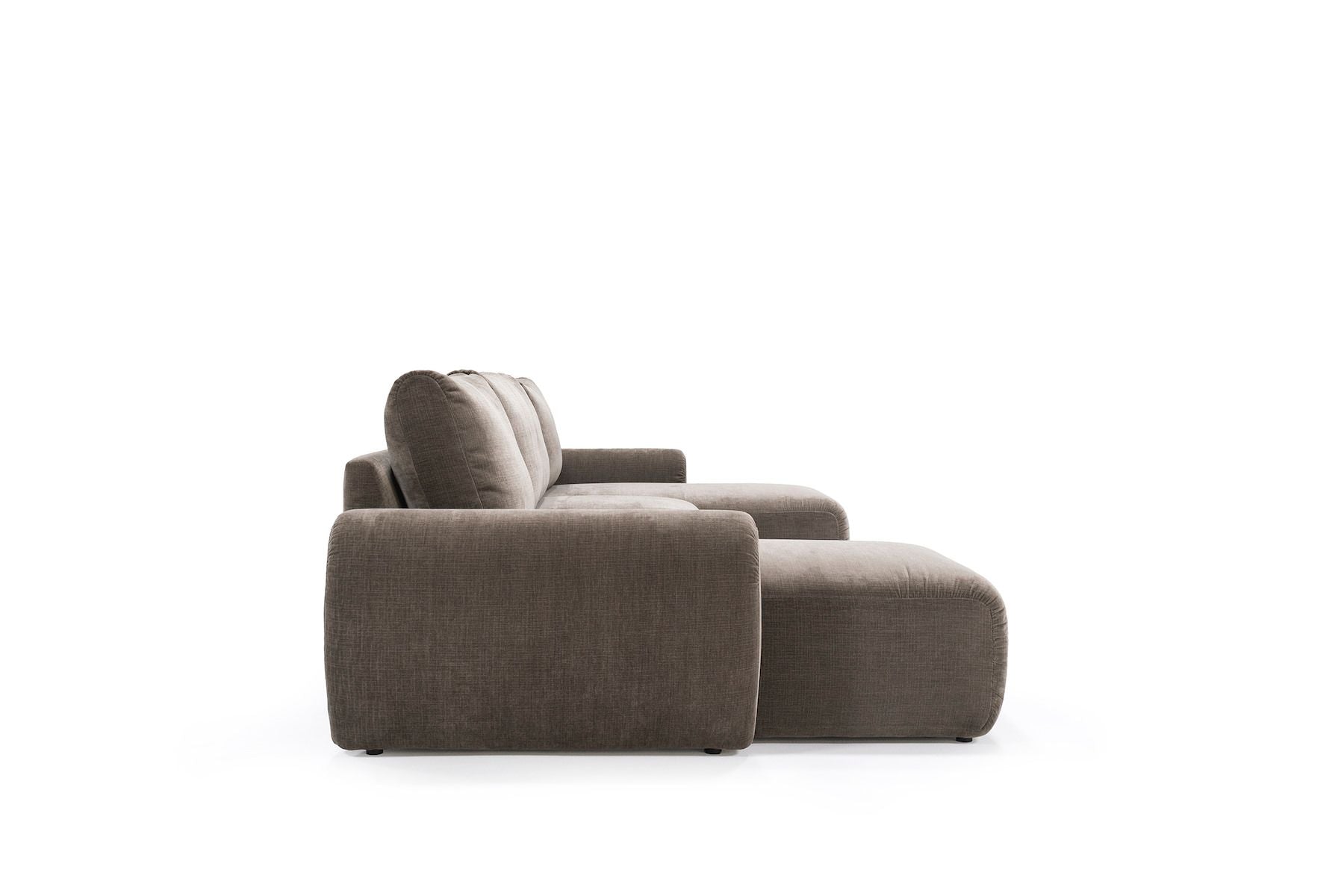 Divano letto matrimoniale con penisola Norum Curve U - 411 Esina Cedar Brown