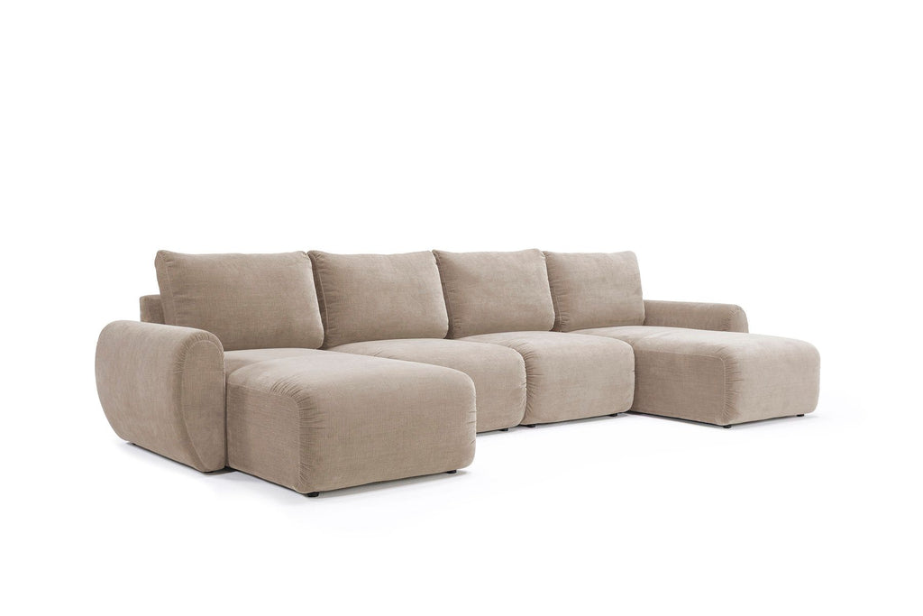 Divano letto matrimoniale con penisola Norum Curve U - 417 Esina Mocha