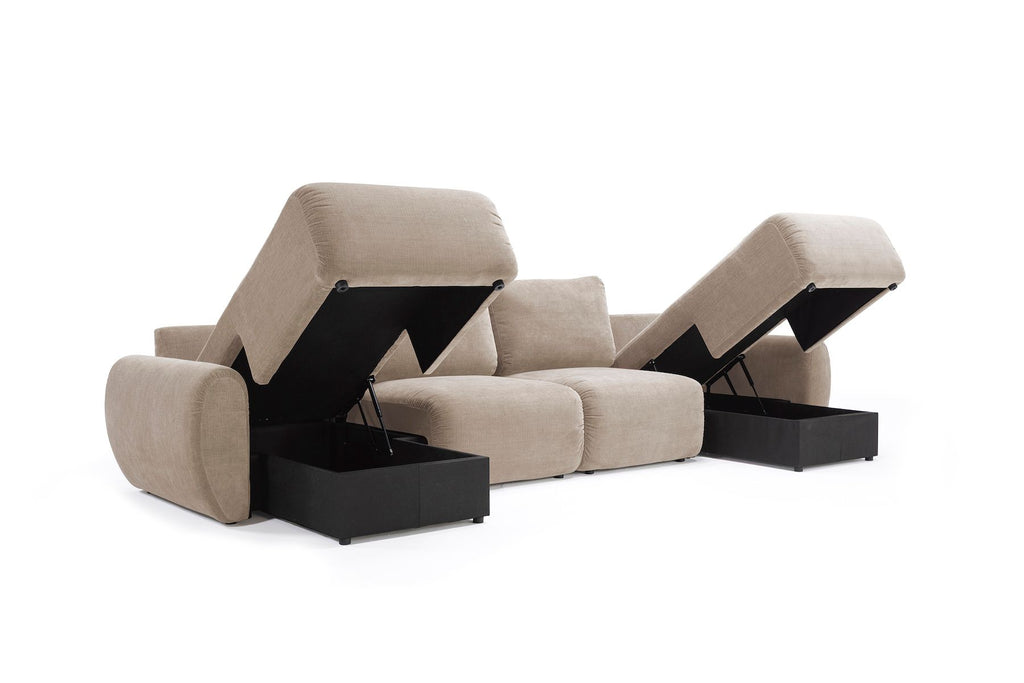 Divano letto matrimoniale con penisola Norum Curve U - 417 Esina Mocha