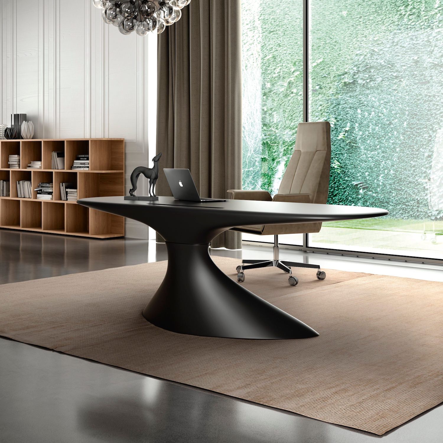 Novar | Scrivania di Design in Vetroresina Made in Italy - Nero Tempesta
