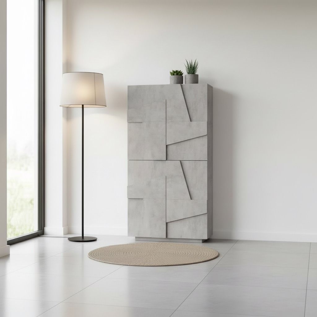 Scarpiera design a quattro ante e 8 ripiani Taylor Cement