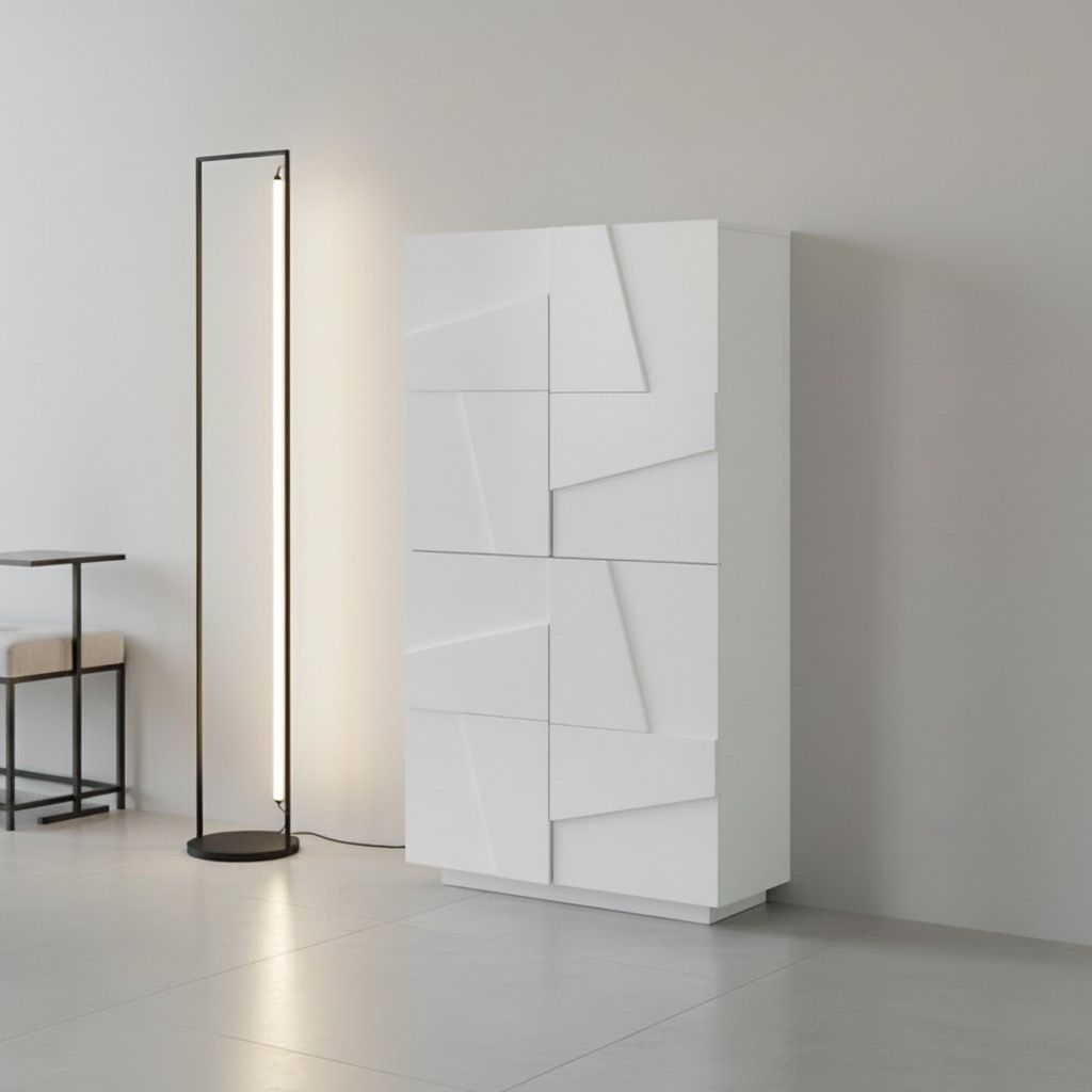 Scarpiera moderna a quattro ante e 8 ripiani Taylor White