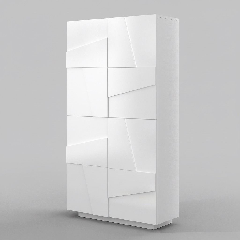 Scarpiera moderna a quattro ante e 8 ripiani Taylor White