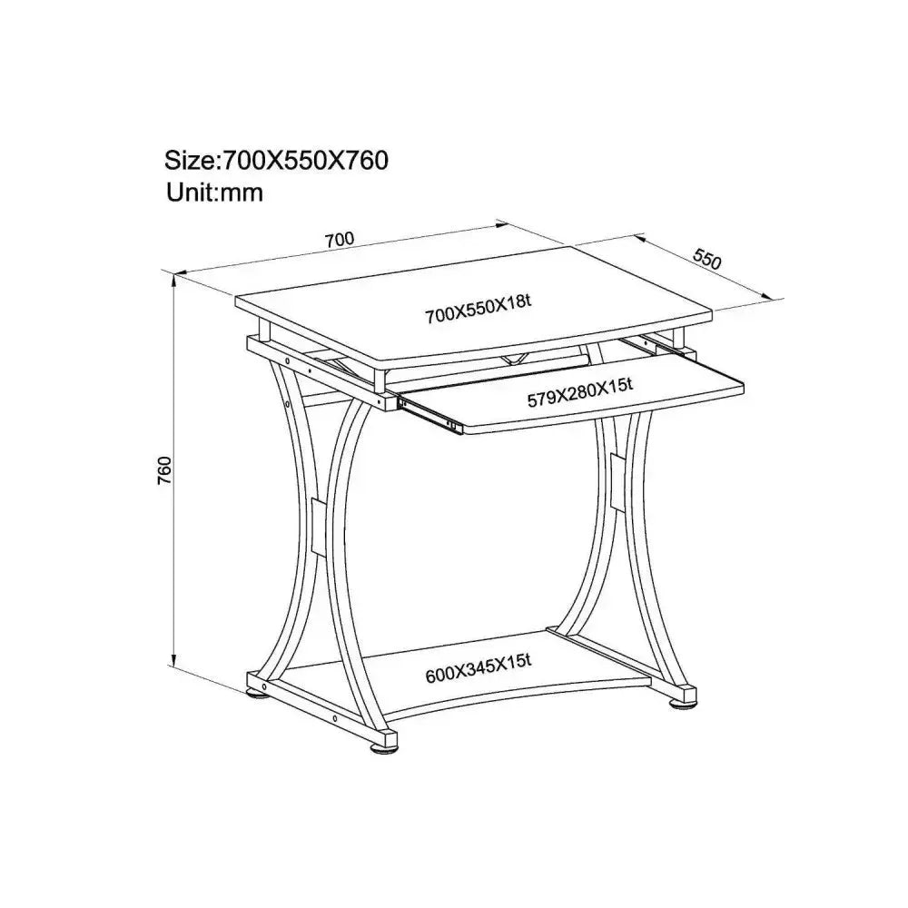 Scrivania porta PC in metallo e legno Compatta-B