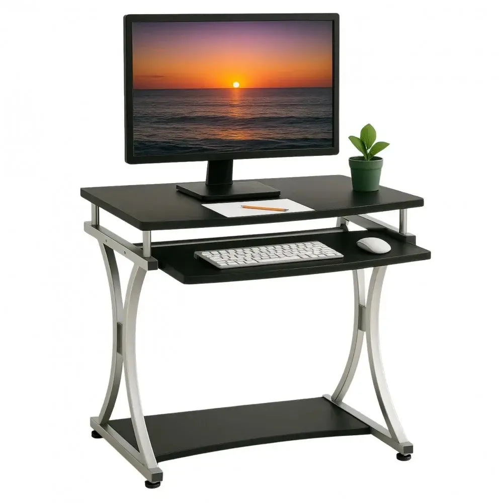 Scrivania porta PC in metallo e legno Compatta-B