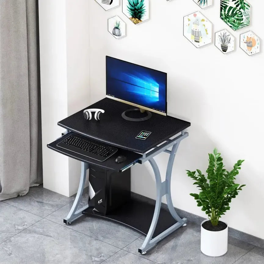 Scrivania porta PC in metallo e legno Compatta-B