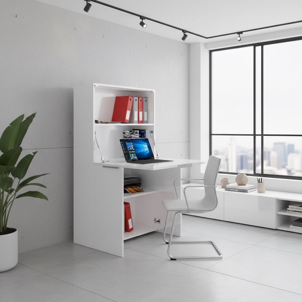 Scrivania a scomparsa con scaffali Geometry