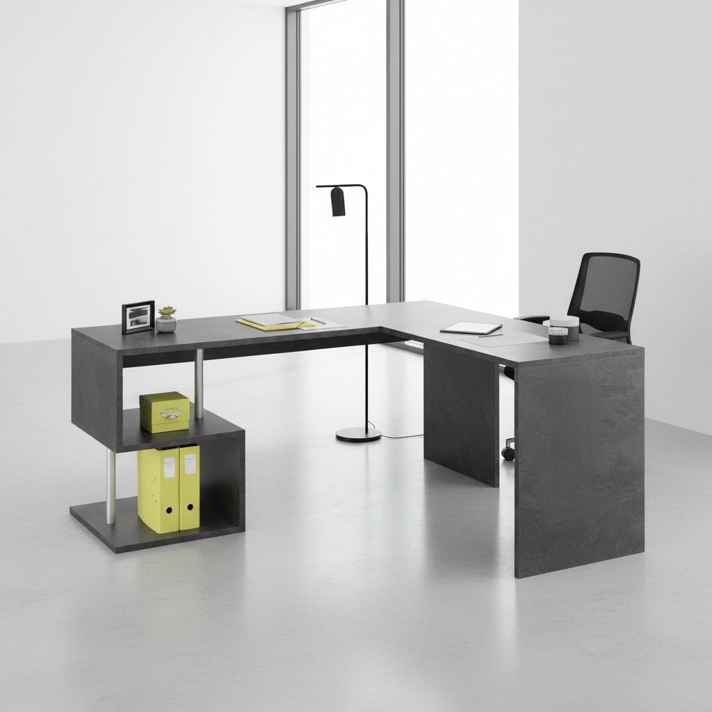 Scrivania ad angolo con libreria integrata Lionel Report