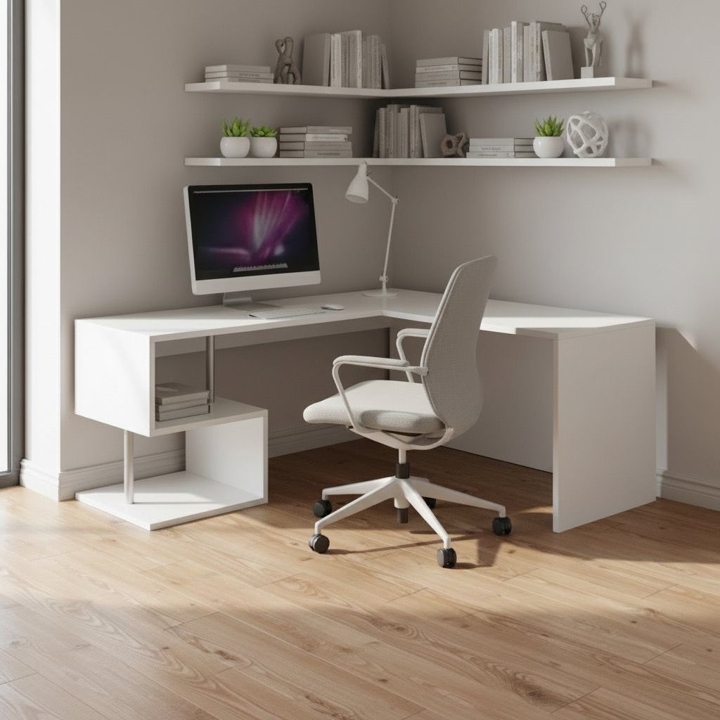 Scrivania angolare con libreria integrata Lionel White