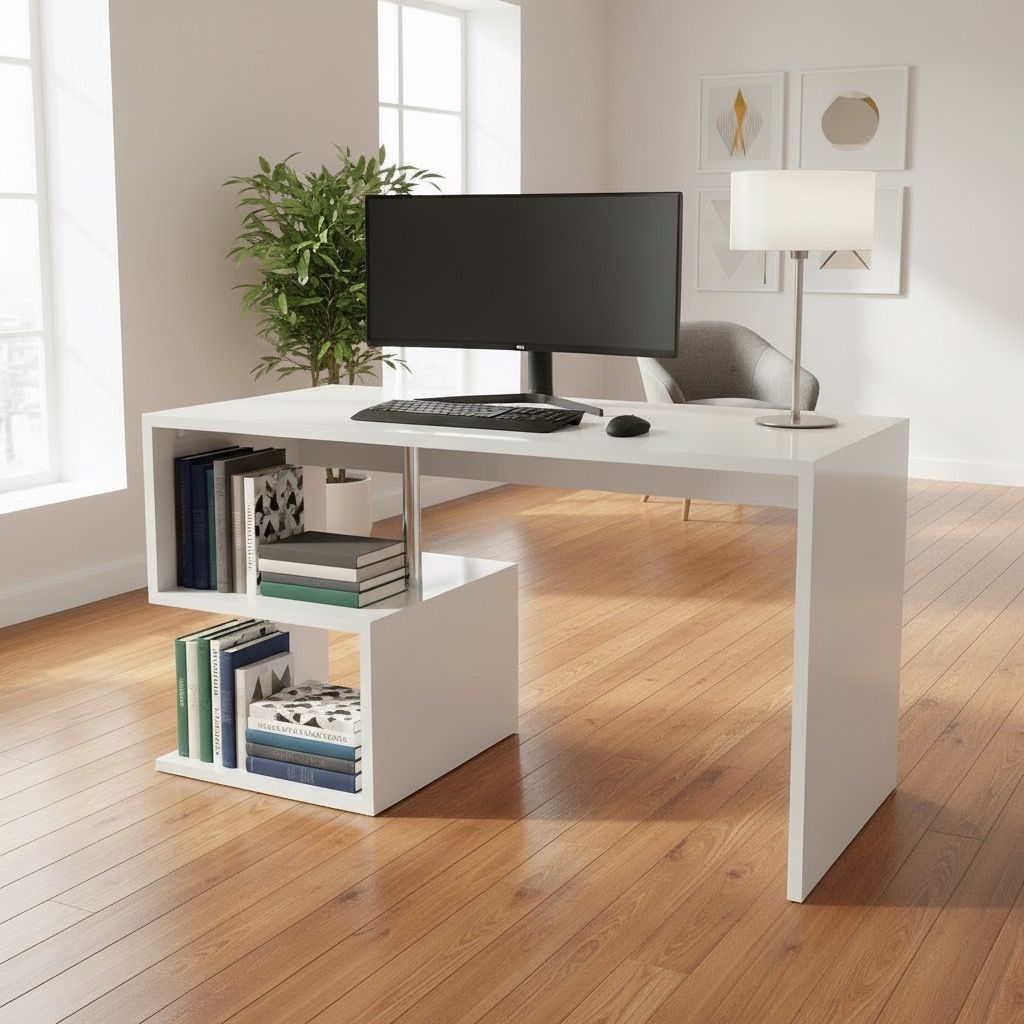 Scrivania con libreria salvaspazio Lionel White