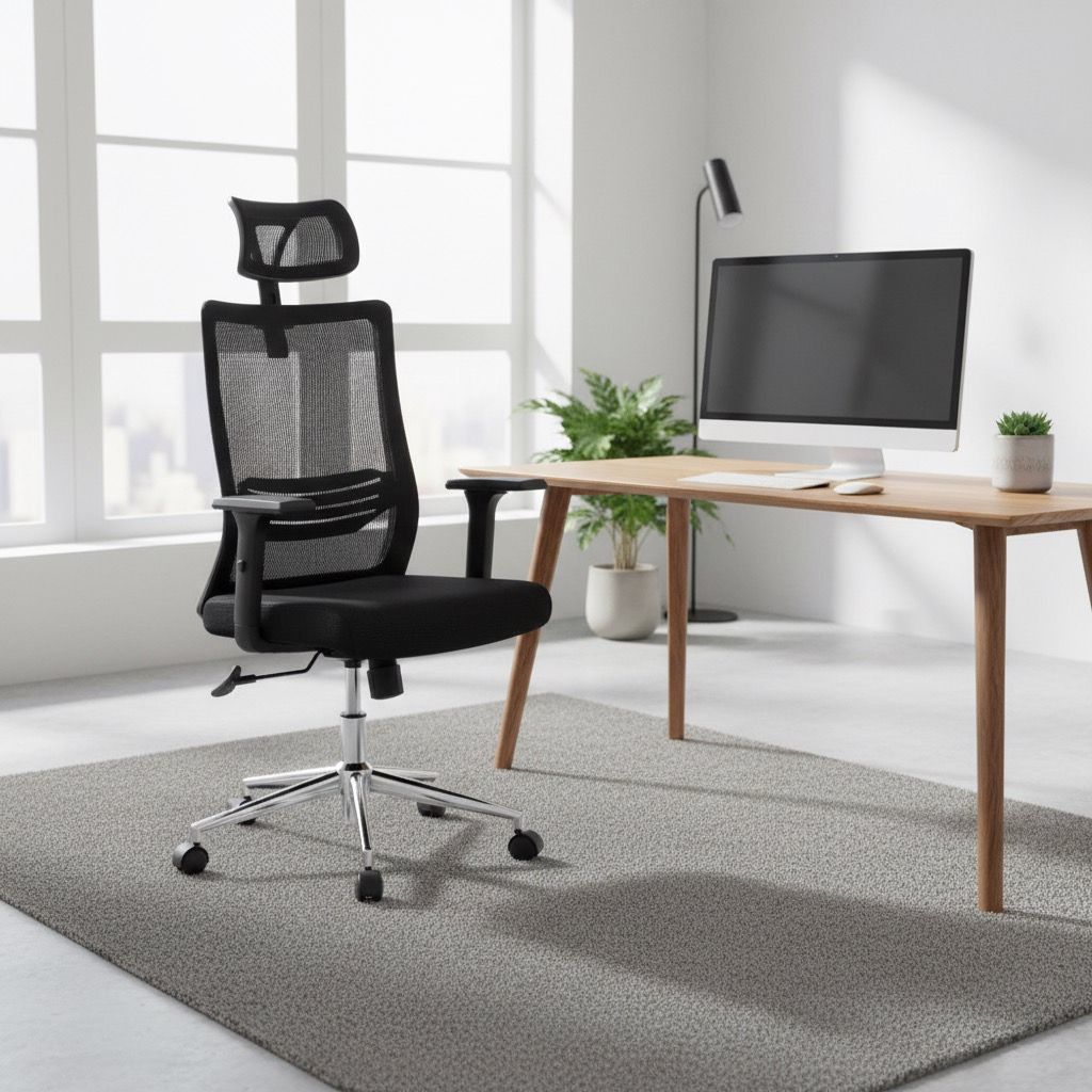 Sedia da ufficio con schienale in rete e base cromata Benton