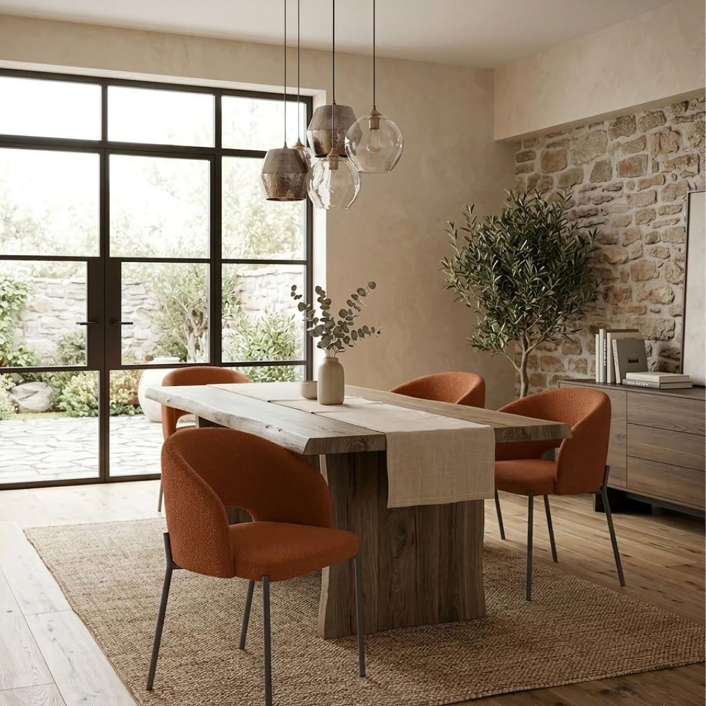 Set 2 sedie imbottite rivestite in tessuto Alenya - Arancio