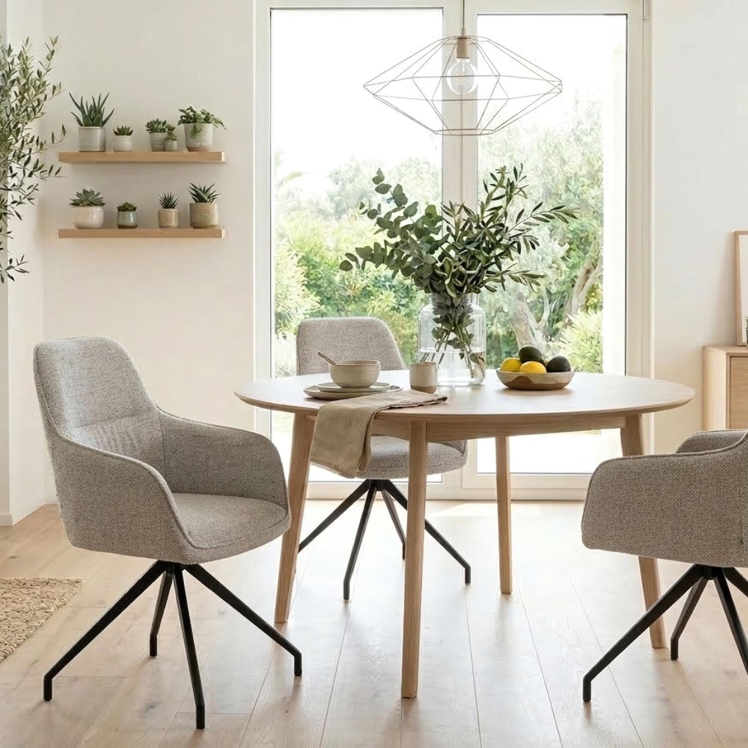 Set 4 sedie girevoli per sala da pranzo o cucina Evelis - Grigio