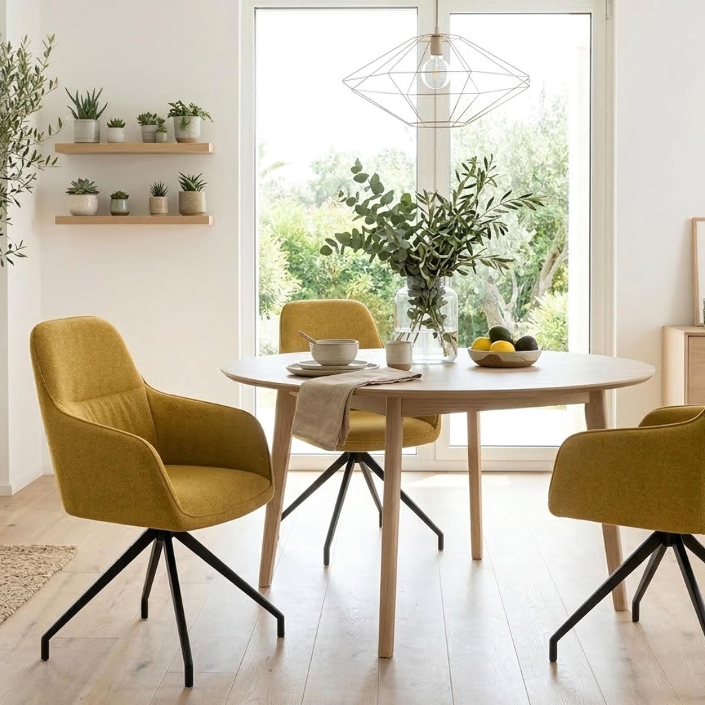 Set 4 sedie girevoli per sala da pranzo o cucina Evelis - Giallo